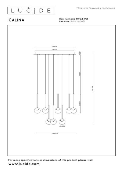 Lucide CALINA - Pendant light - Ø 69,9 cm - LED Dim. - CCT - 12x7W 2200K/3300K - With replaceable LED module - Coffee - Premium